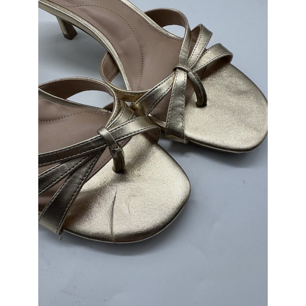 Time And Try Gold Slip On Kitten Heel Sandals Women’s Size 10 - Picture 5 of 8